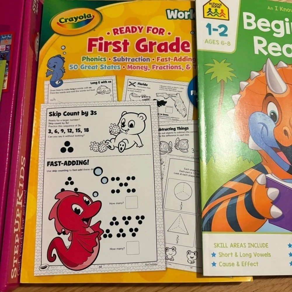 Educational Workbook Set 1st Grade Crayola Beginnjng Reading Step Up Kids NEW